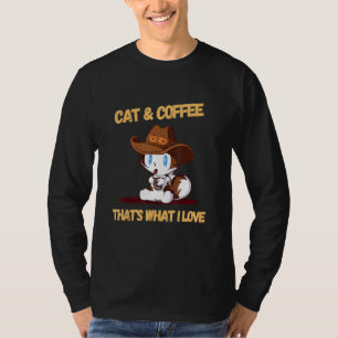 Camiseta Impressão de Gato e Café - O Ideal para Qualquer A