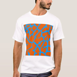 Camiseta Impressão de Girafa Laranja Ciano