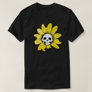 Camiseta Impressão de girassol crânio - Todos os estilos de