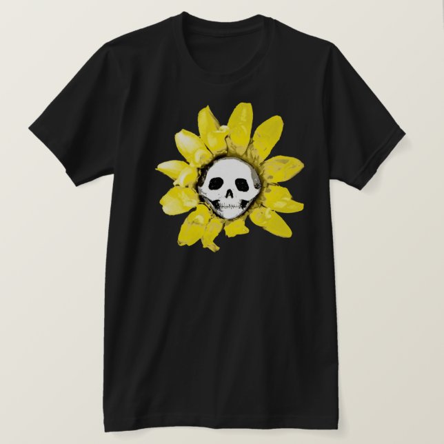 Camiseta Impressão de girassol crânio - Todos os estilos de (Frente do Design)