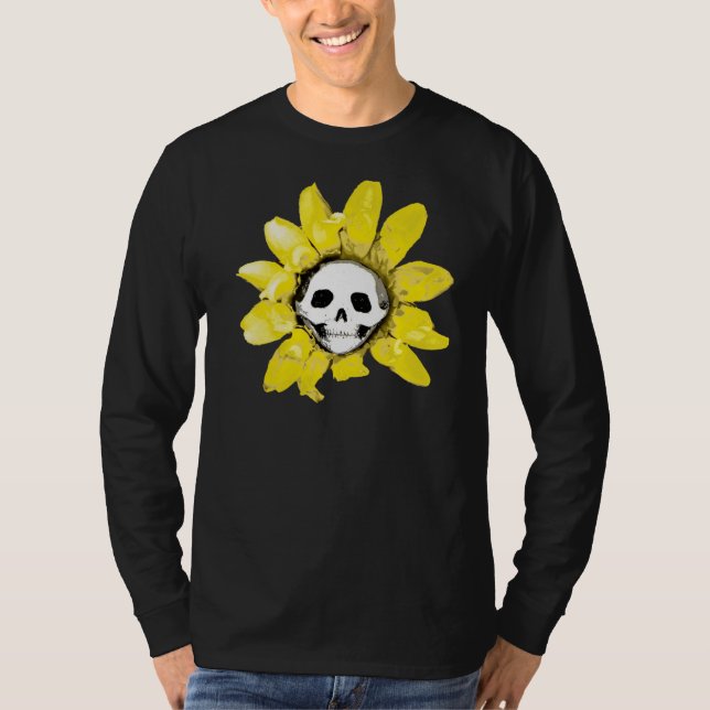 Camiseta Impressão de girassol crânio - Todos os estilos de (Frente)