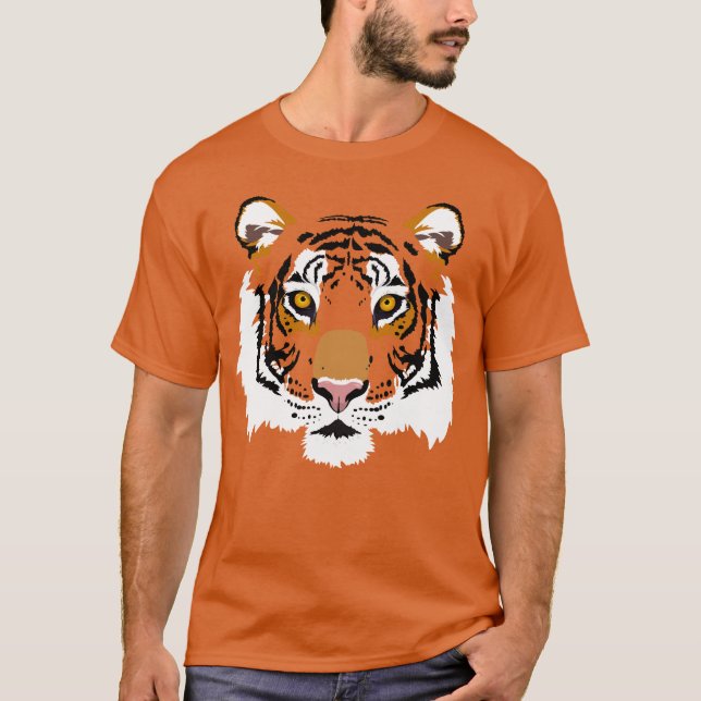 Camiseta Impressão de Gráfico de Rosto Tiger (Frente)