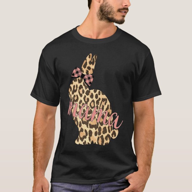 Camiseta Impressão de Leopardo Bonny Mama Patterna Rabbi Pá (Frente)