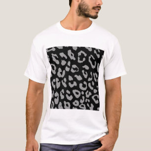 Camiseta Impressão de leopardo preto cinza