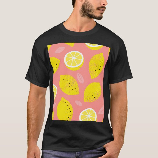 Camiseta Impressão de limão, brilhante padrão de verão perf (Frente)