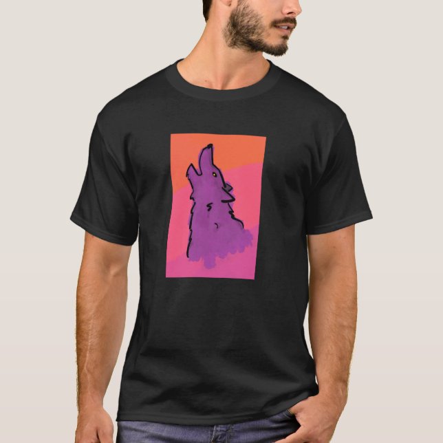Camiseta Impressão de Lobo Solitário (Frente)
