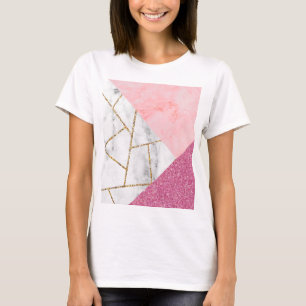 Camiseta Impressão de Mármore Rosa Brilhante