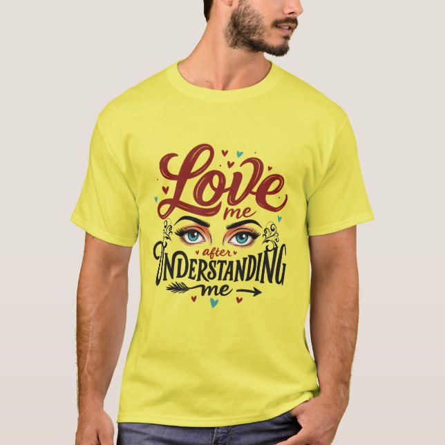 Camiseta Impressão de Mensagem de Amor por Olhos Expressos (Frente)