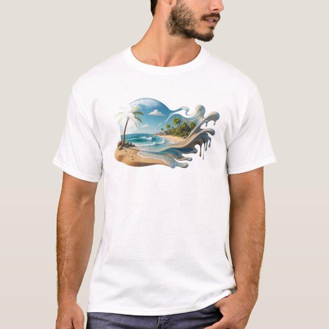 Camiseta Impressão de Moda ABSTRATA de Praia Ousada (Frente)