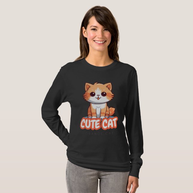 Camiseta "Impressão de Moda de Gato Bonito - Design de Gati (Frente Completa)