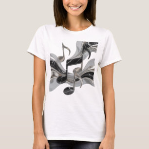 Camiseta Impressão de MÚSICA EM MOVIMENTO em Prata Moderna