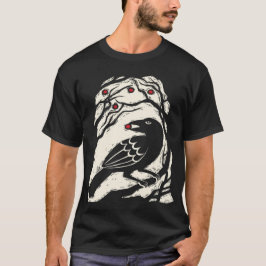 Camiseta Impressão de Pássaro de Frutas do Outono Essencial