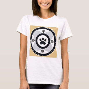 Camiseta Impressão de Pata com Elementos Decorativos