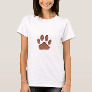 Camiseta Impressão de Pata de Cachorro de Textura de Couro