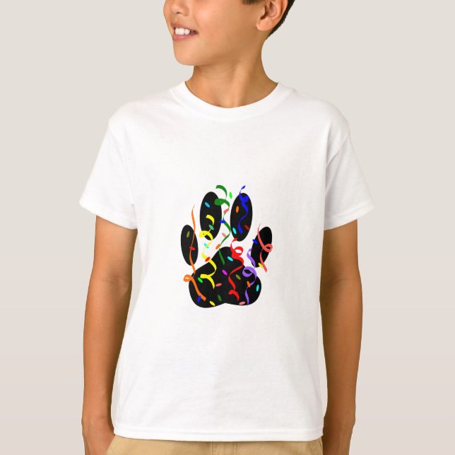 Camiseta Impressão De Pata De Cães Com Confetti E Streamer (Frente)