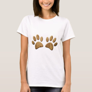 Camiseta Impressão de Pata de Cão de Madeira