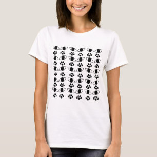 Camiseta Impressão de Pata de Gato Preto e Branco
