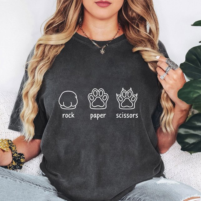 Camiseta Impressão de Pata Pedra Papel Tesoura Presente Div (Criador carregado)