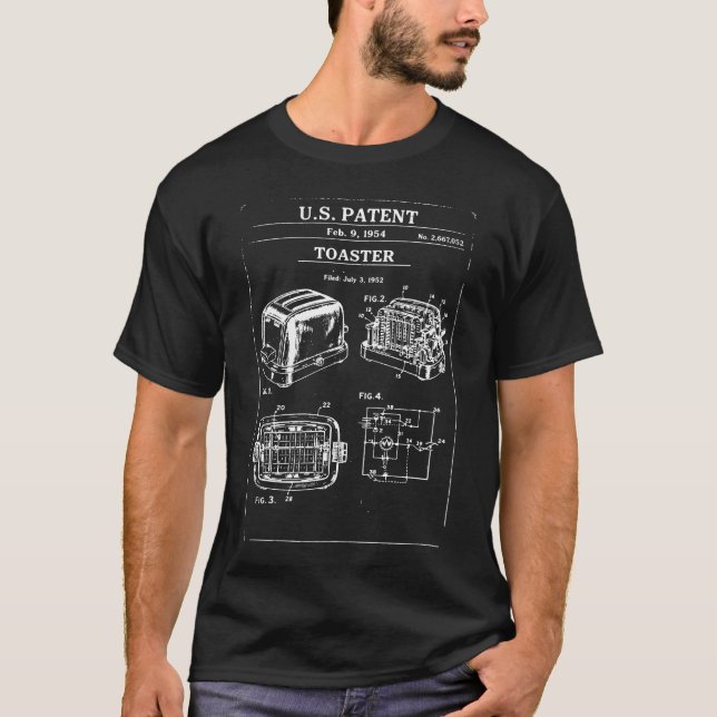 Camiseta Impressão de patente de torradeira vintage (Frente)