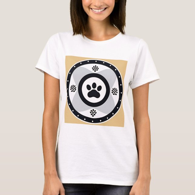 Camiseta Impressão de Paw com Elementos Decorativos (Frente)