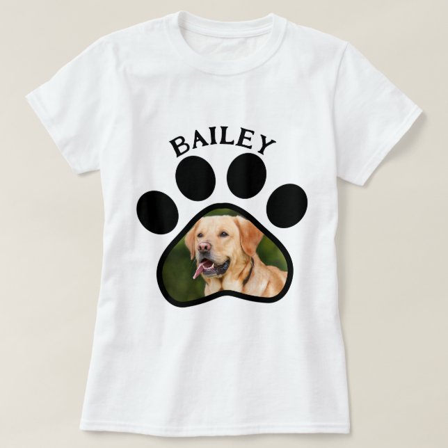 Camiseta Impressão de Pet Dog ou Cat Photo Paw (Frente do Design)