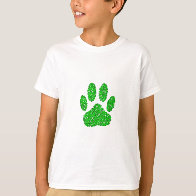 Camiseta Impressão de Pista de Cachorro Verde (Frente)
