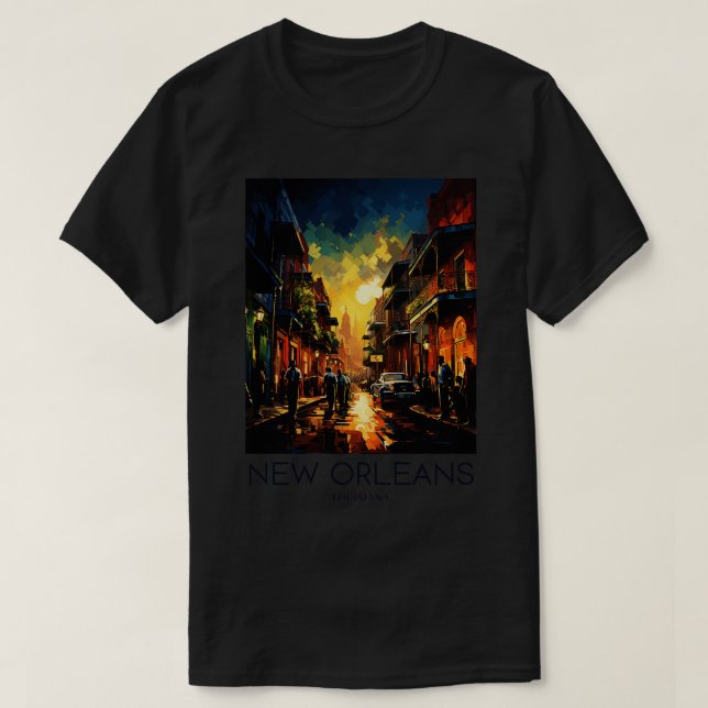 Camiseta Impressão de Pop de Arte de Nova Orleans Louisiana (Frente do Design)