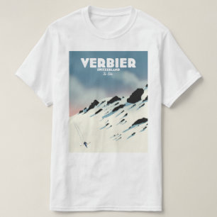 Camiseta Impressão de poster de viagens de esqui de Suiça V