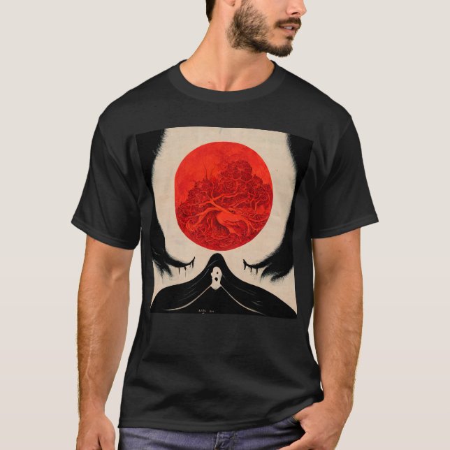 Camiseta impressão de poster do filme de terror japonês (Frente)
