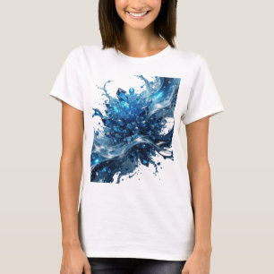 Camiseta Impressão de respingo de água de cristal azul prat