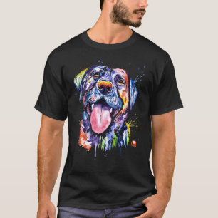 Camiseta Impressão de Retrato Pet de Aquarela Preta