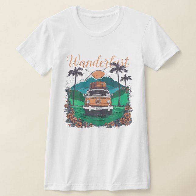 Camiseta Impressão de retro de Wanderlust (Postura )