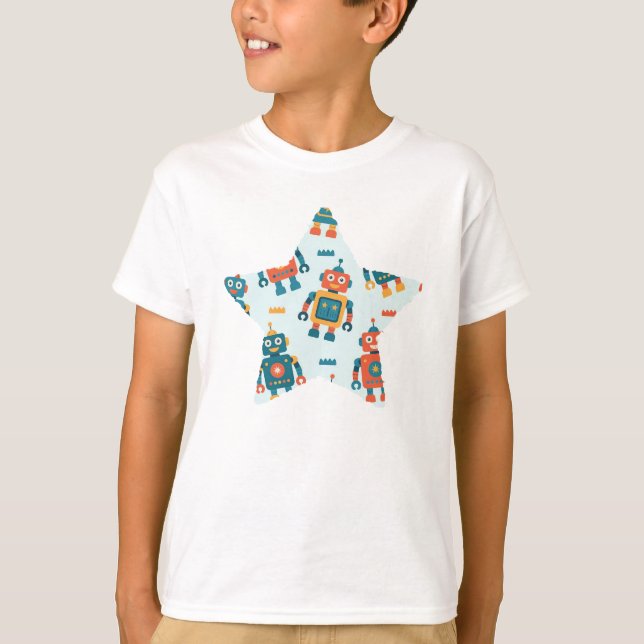 Camiseta Impressão de Robô Personalizável Fofa (Frente)