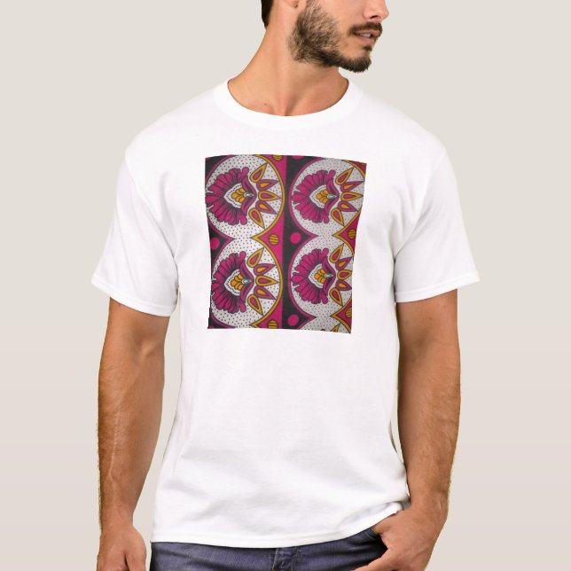 Camiseta Impressão de Tecido de Motif Art,  Africano Colori (Frente)