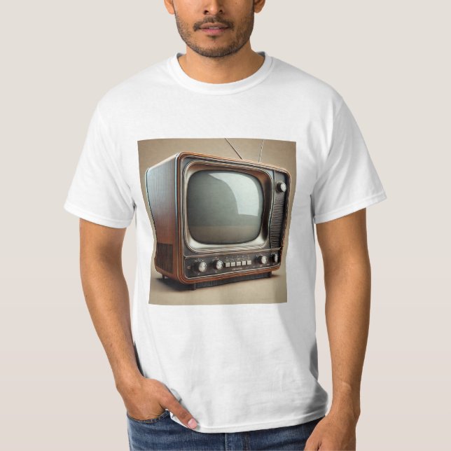 Camiseta Impressão de televisão antiga Vintage (Frente)