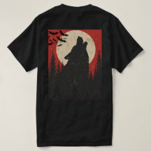 Impressão de Terror Retro Lua Cheia Lobo Uivando