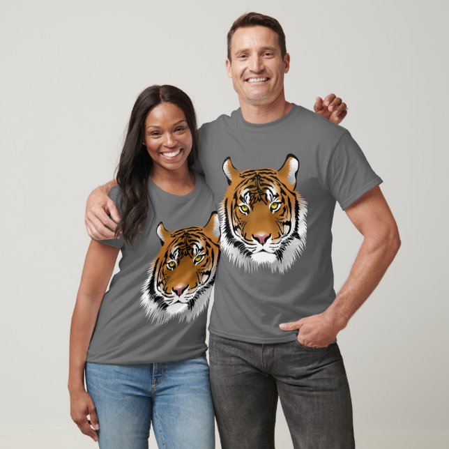 Camiseta Impressão de tigre artístico da cinza da selva (Unissex)