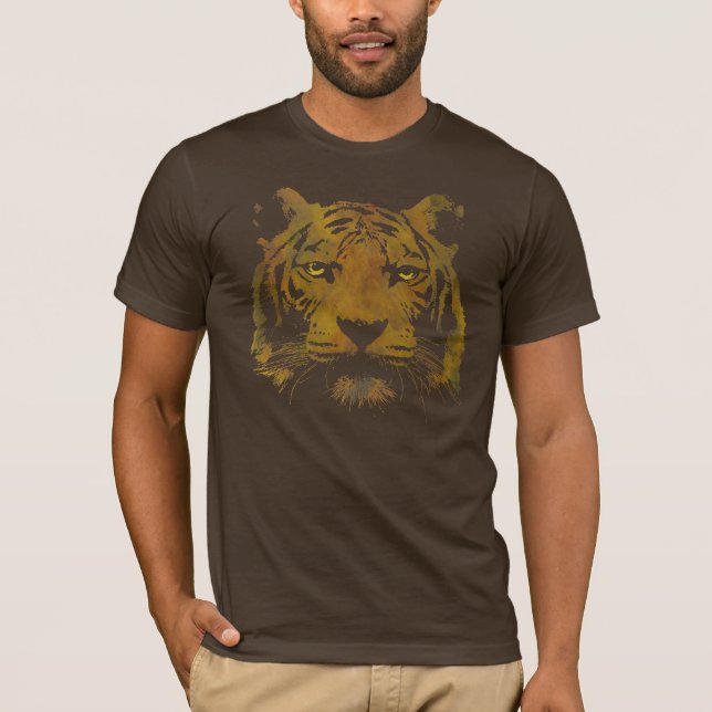 Camiseta Impressão de Tigre (Camisa Escura) Básica Masculin (Frente)