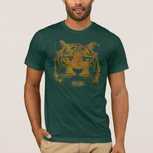 Camiseta Impressão de Tigre (Camisa Escura) Básica Masculin