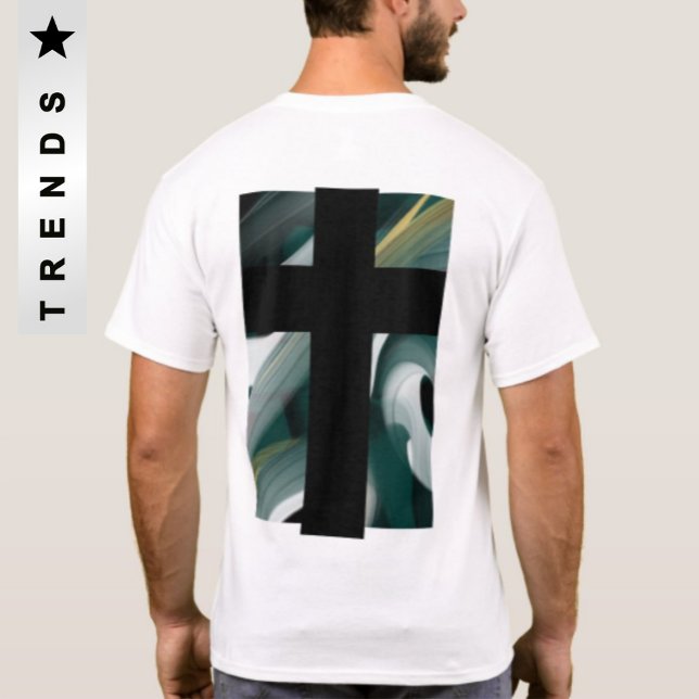 Camiseta Impressão de trás da dieta Abstrato verde preto (Criador carregado)