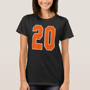 Camiseta Impressão de Trás Laranja Número 20 do Bloco Espor