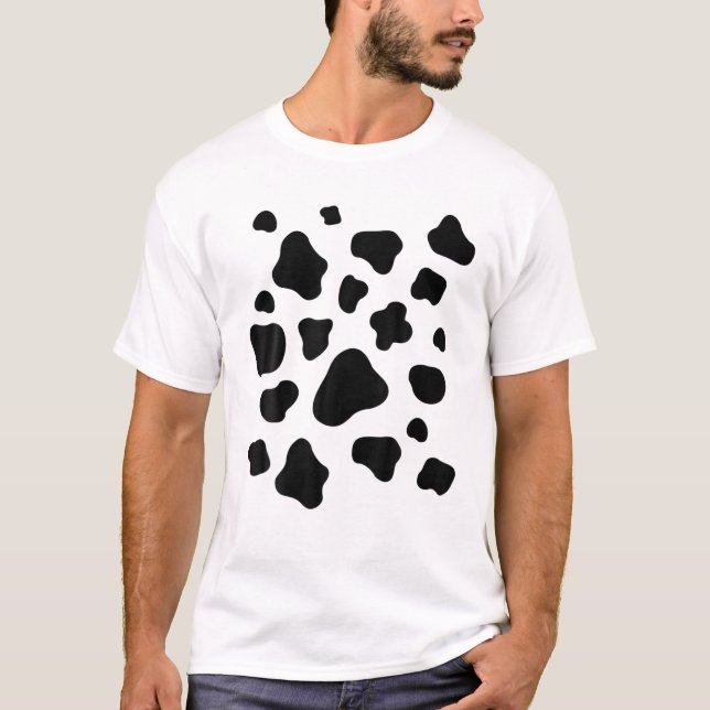 Camiseta Impressão de Vaca Padrão Animal Halloween Idea Gi (Frente)