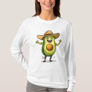 Camiseta impressão de vaqueiro de abacate verde e engraçado