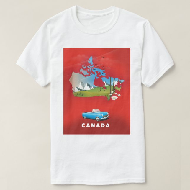 Camiseta Impressão de viagem ilustrada do Canadá. (Frente do Design)