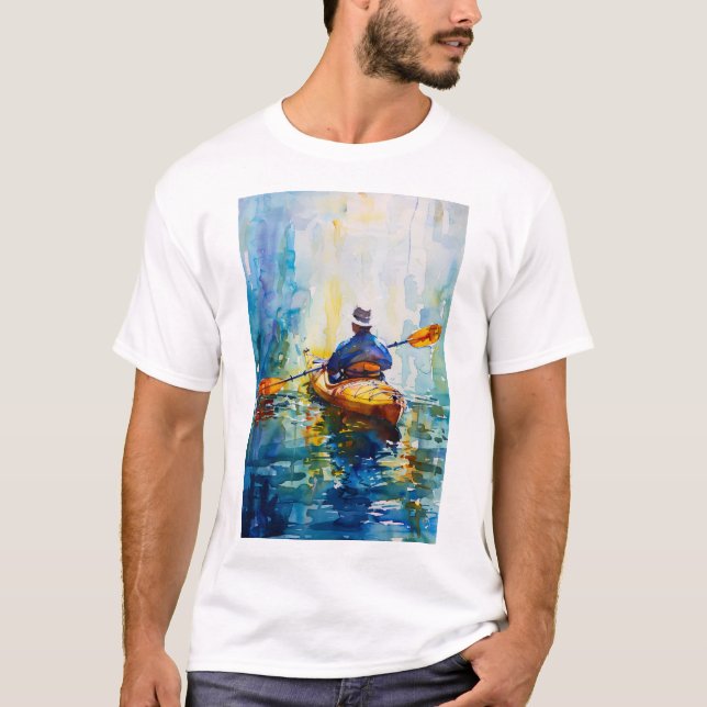 Camiseta Impressão de Watercolor Kayak (Frente)