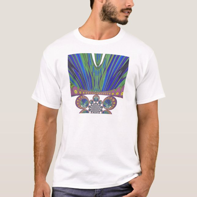 Camiseta Impressão Design de Arte Decorânea Azul Roxo (Frente)