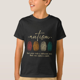 Camiseta Impressão Digital Autismo Cada Impressão diz uma R