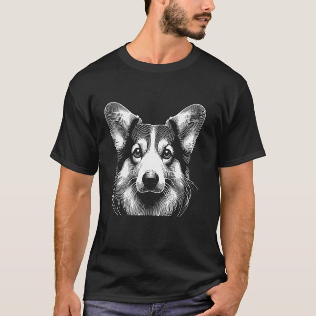 Camiseta Impressão Digital de Cachorro - Pembroke Welsh Cor (Frente)