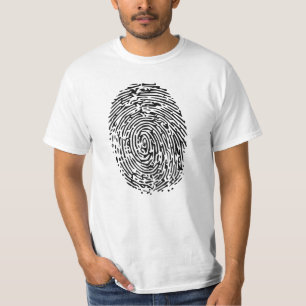 Camiseta Impressão Digital Preta Misteriosa
