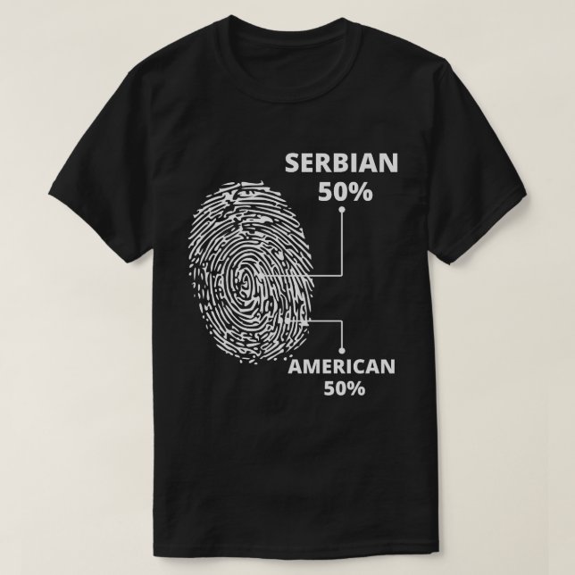 Camiseta Impressão digital sérvia americana (Frente do Design)